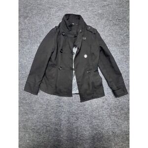 Joujou Peacoat Womens Large Black Wool Double Breasted Lined Outdoor Winter‎